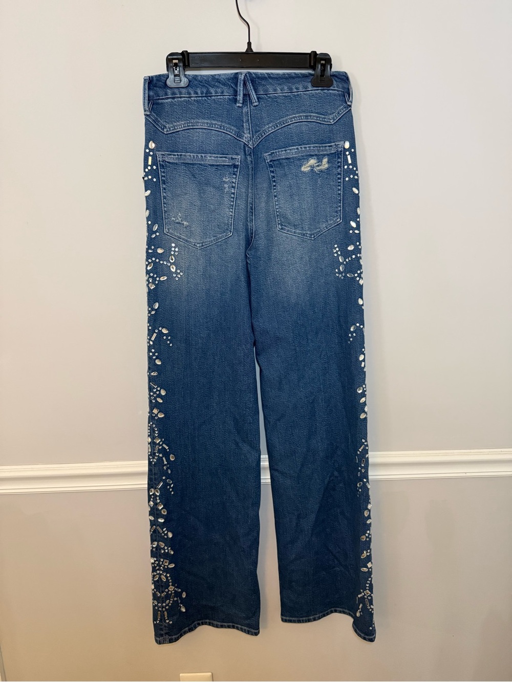 Good American Dolly Joleans Crystal Wide Leg Jeans. 4/27 FLAWS read description - Picture 5 of 13